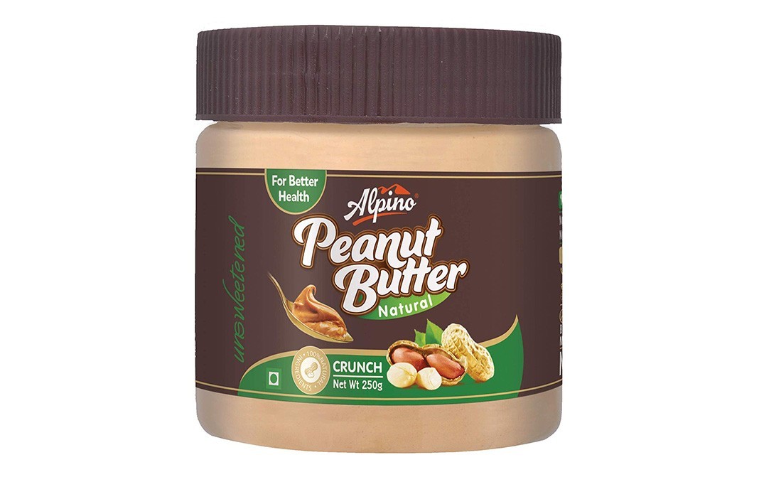 Alpino Unsweetened Peanut Butter Natural Crunch   Plastic Jar  250 grams